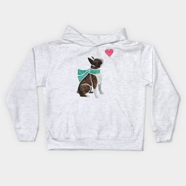 Watercolour Boston Terrier Kids Hoodie by animalartbyjess